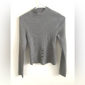 Kuose Sweater Women’s S Ribbed Knit Mock Neck Gray coquette Soft Girl Slim fit